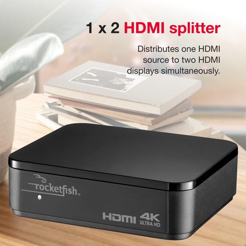 Rocketfish 2-Output HDMI Splitter with 4K at 60Hz and HDR Pass-Through - Image 3